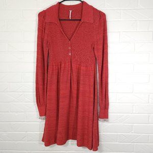 Free People Orange Rain or Shine Space Dye Knit Sweater Dress Baby Doll S